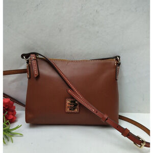 Dooney & Bourke Brown Leather Zipper Closure Crossbody Bag